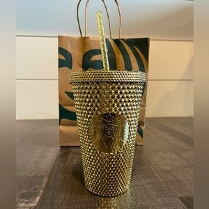 2022 Starbucks Studded Gold Holiday Tumbler
